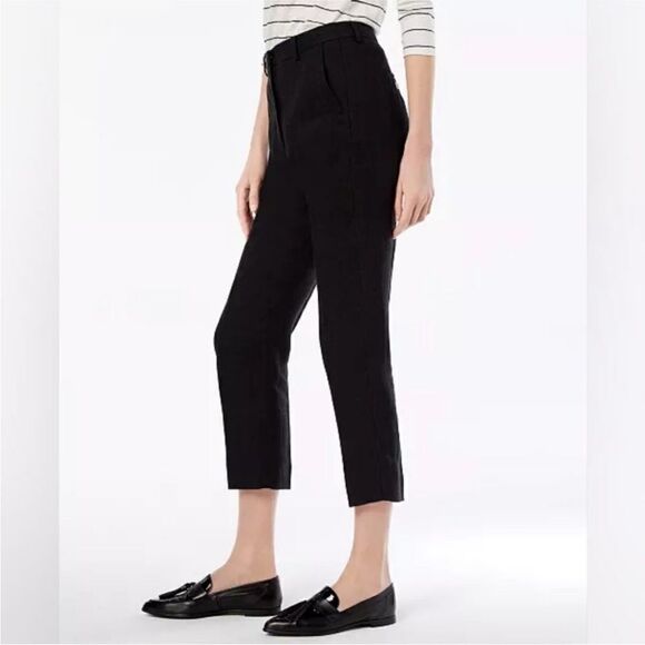 MaxMara Weekend Khat Linen Cropped Pants in Black Sz 6 - Picture 2 of 14